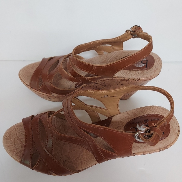 b.o.c. Shoes Boc Born Concepts Brygida Brown Leather Wedge Sandals
